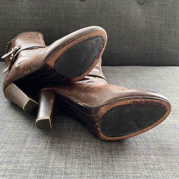 Frye Miranda Slouch Chocolate Brown Leather Boots - Picture 7 of 12